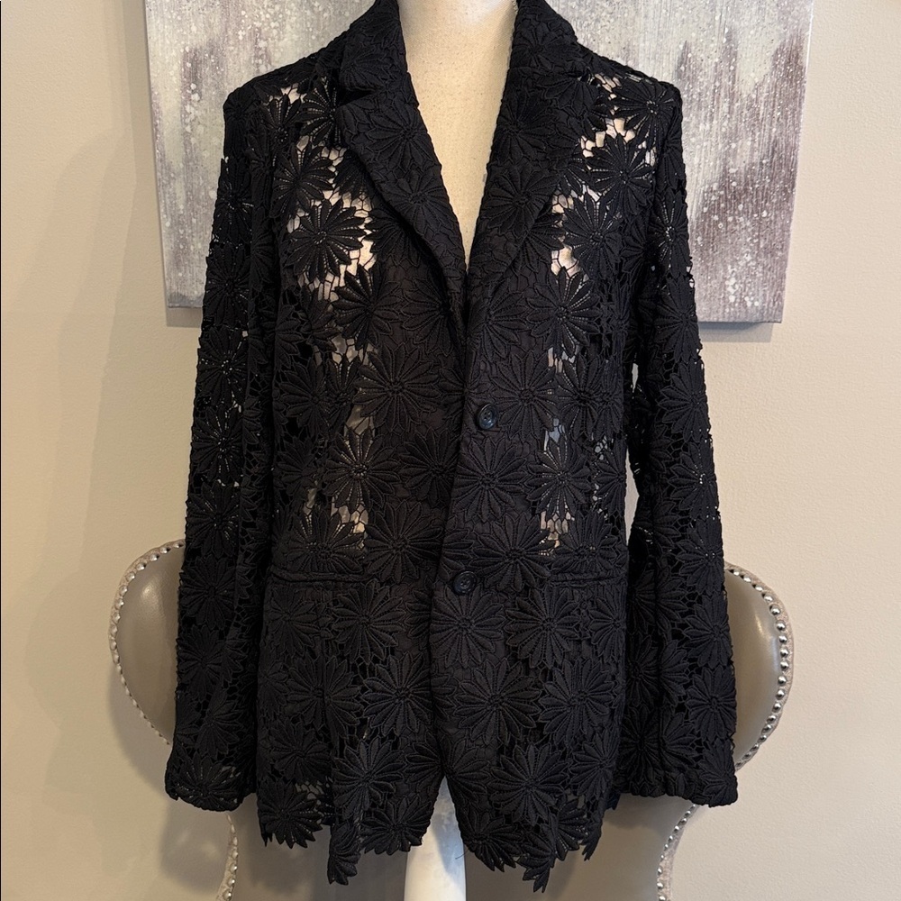 Berek black floral lace jacket size XL